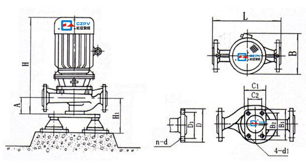 管道離心泵安裝尺寸